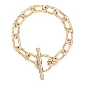 Radiant Lock 14K (or 18k upon request) Gold Pave Toggle Chain Bracelet